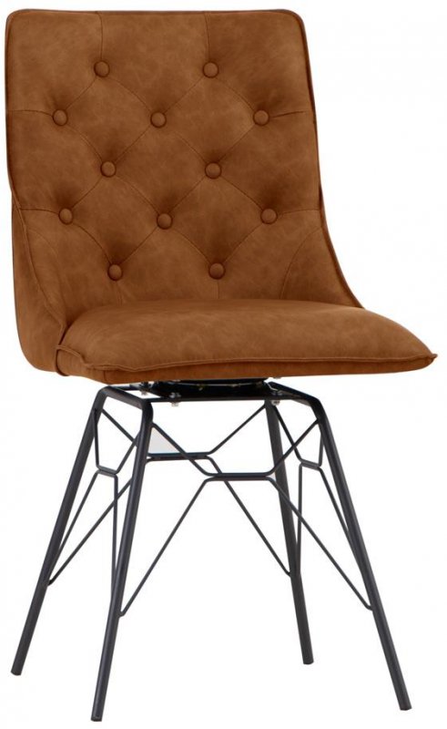 Feels Like Home Ludo Pair of Swivel Studded Back Dining Chairs