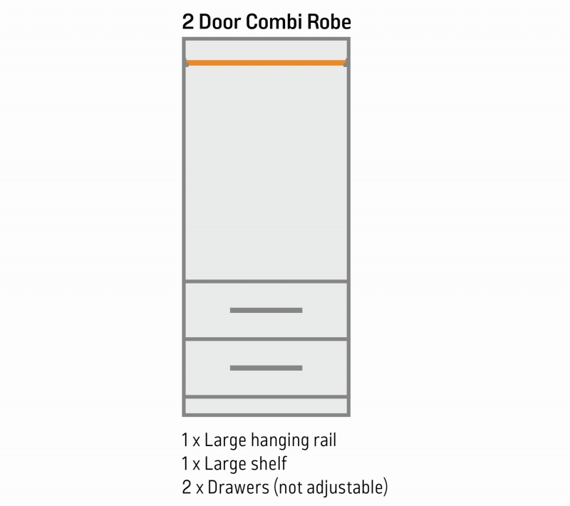 Halley 2 Door Drawer Combi Wardrobe Fairway Furniture
