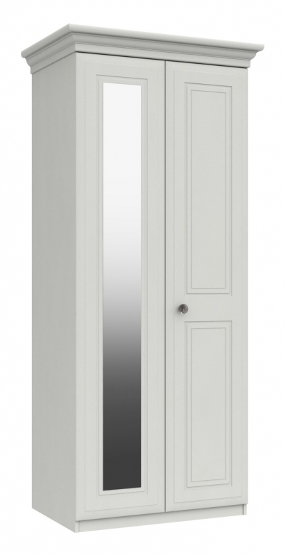 Halley 2 Door Wardrobe with Mirror - 1 Rail - 1 Shelf