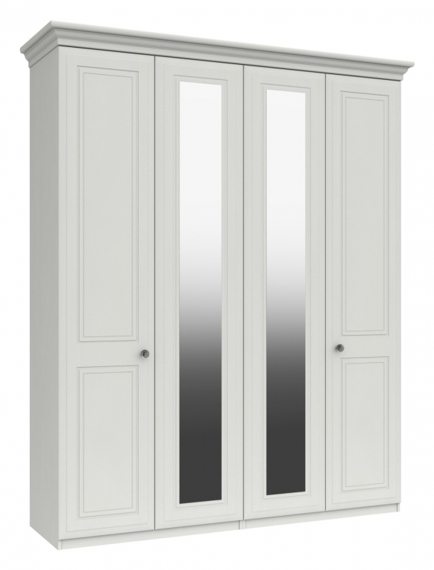 Halley 4 Door Wardrobe with 2 Mirrors - 2 Rails - 2  Shelves