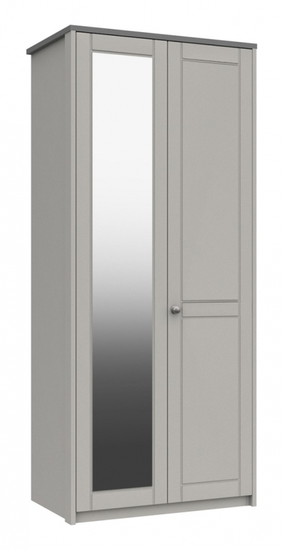 Shadow 2 Door Wardrobe with Mirror - 1 Rail - 1 Shelf