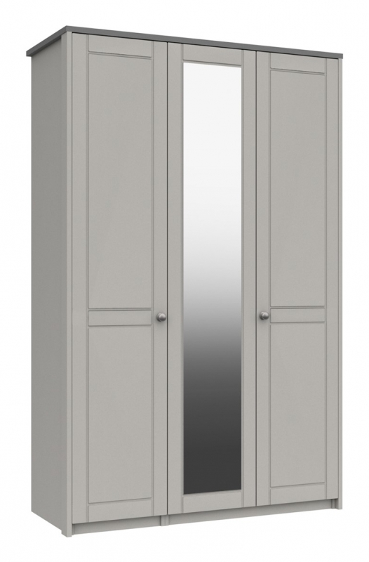 Shadow 3 Door Wardrobe with Mirror - 1 Rail - 1 Large Shelf - 3 Small Shelves