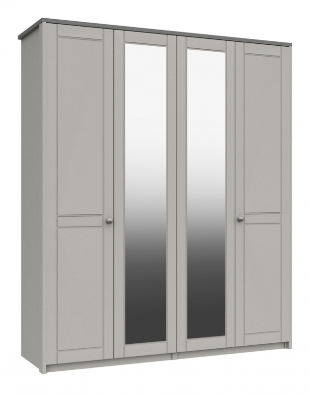 Fairway Furniture Shadow 4 Door Wardrobe with 2 Mirrors - 2 Rails - 2  Shelves