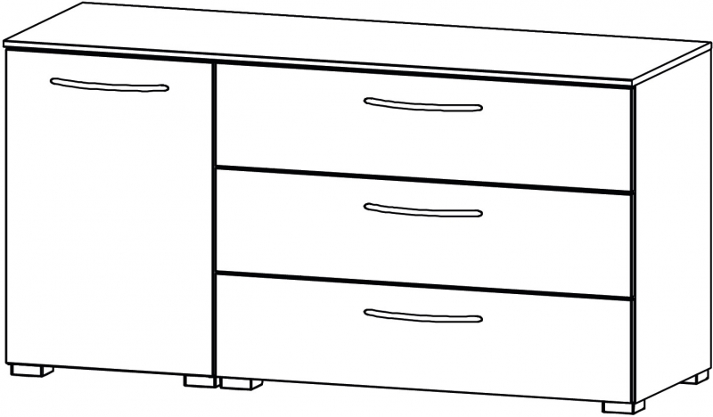 Aldono 6D40 1 Door Left Hinge - 3 Drawer Wide Chest