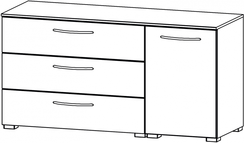 Aldono 6D41 1 Door Right Hinge - 3 Drawer Wide Chest