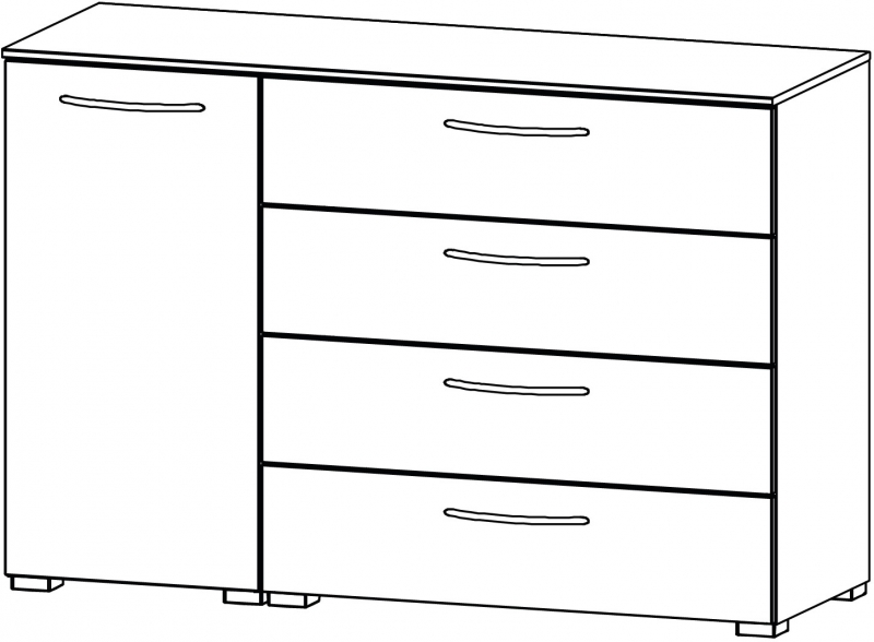 Aldono 6D47 1 Door Left Hinge - 4 Drawer Wide Chest