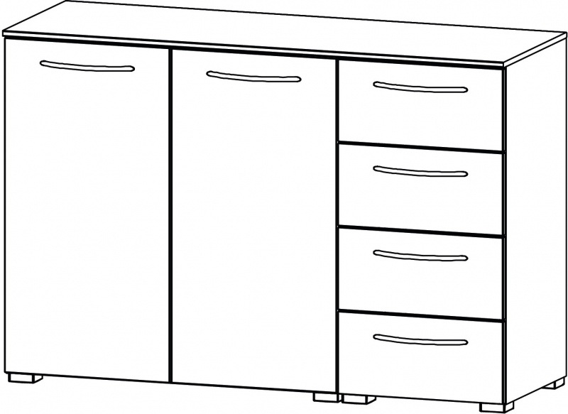 Aldono 6D49 2 Door - 4 Drawer Chest