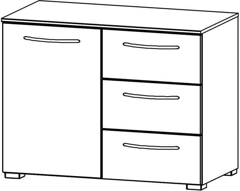 Aldono 6D80 1 Door Left Hinge - 3 Drawer Chest