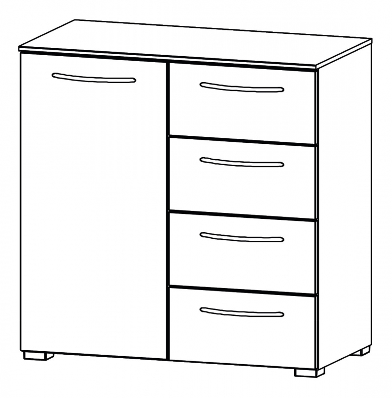 Aldono 6D82 1 Door Left Hinge - 4 Drawer Chest