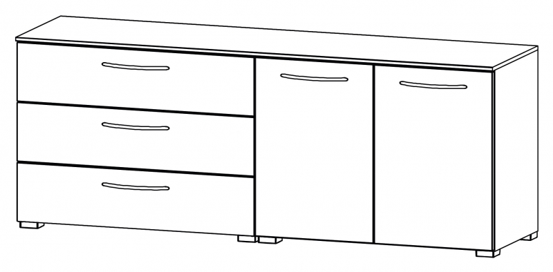 Aldono 6D83 2 Door - 3 Drawer Chest