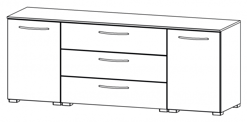 Aldono 6D84 2 Door - 3 Drawer Chest