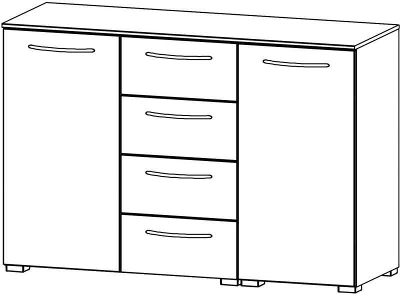 Aldono 6D85 2 Door - 4 Drawer Wide Chest