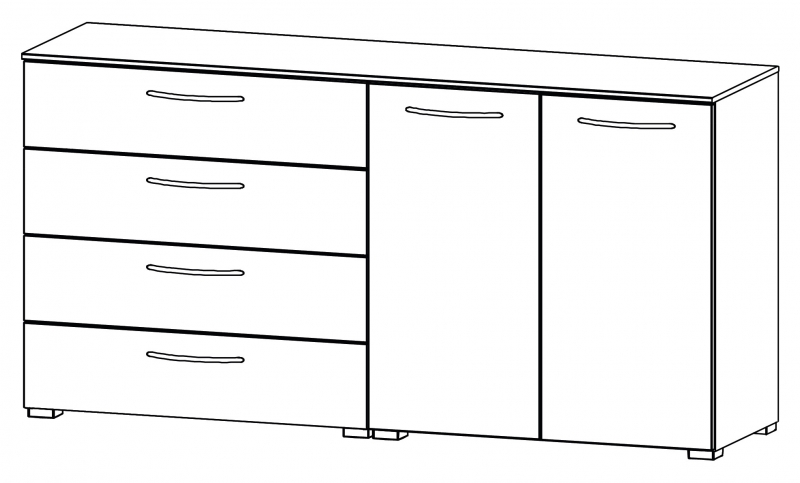 Aldono 6D86 2 Door - 4 Drawer Chest