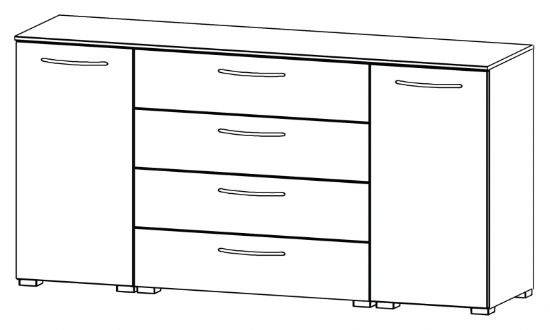 Aldono 6D88 2 Door - 4 Drawer Chest