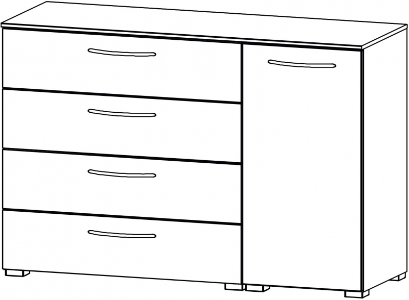 Fairway Furniture Aldono 6H48 1 Door Right Hinge - 4 Drawer Wide Chest