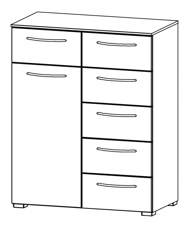 Fairway Furniture Aldono 6HB4 1 Door Left Hinge - 6 Drawer Chest