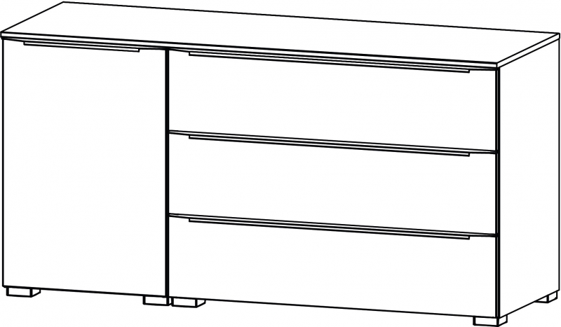 Aldono Deluxe 6D22 1 Door Left Hinge - 3 Drawer Chest