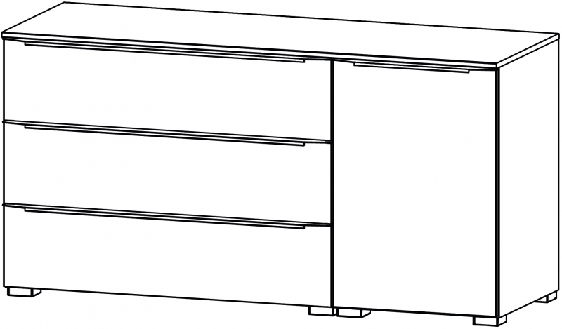 Aldono Deluxe 6D23 1 Door Right Hinge - 3 Drawer Chest