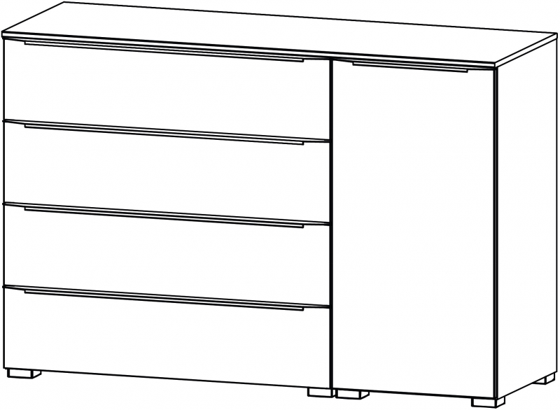 Aldono Deluxe 6D30 1 Door Right Hinge - 4 Drawer Chest