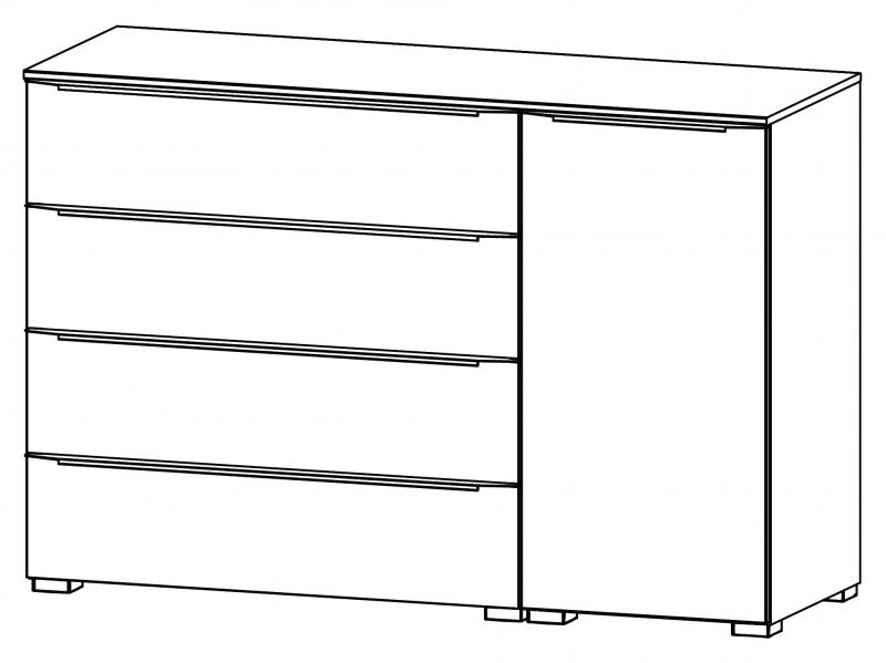 Aldono Deluxe 6G30 1 Door Right Hinge - 4 Drawer Chest