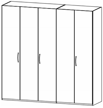 Kent 41C5 Hinged 5 Door Robe (Width 226cm)