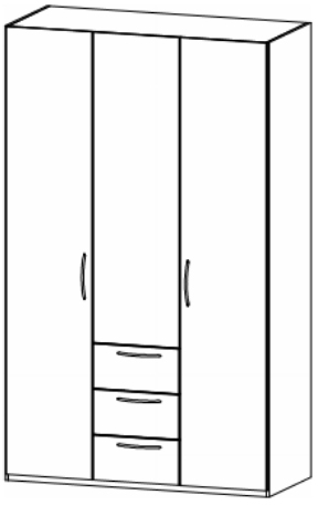 Fairway Furniture Kent 41C7 Hinged Combi 3 Door 3 Drawer Robe (Width 136cm)