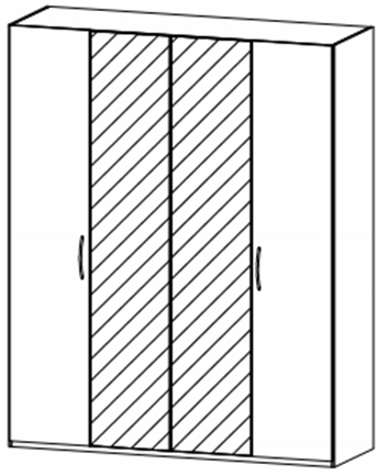 Kent 51D3 Hinged 4 Door-2 Mirror Robe (Width 181cm)