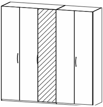 Fairway Furniture Kent 51D4 Hinged 5 Door-1 Mirror Robe (Width 226cm)