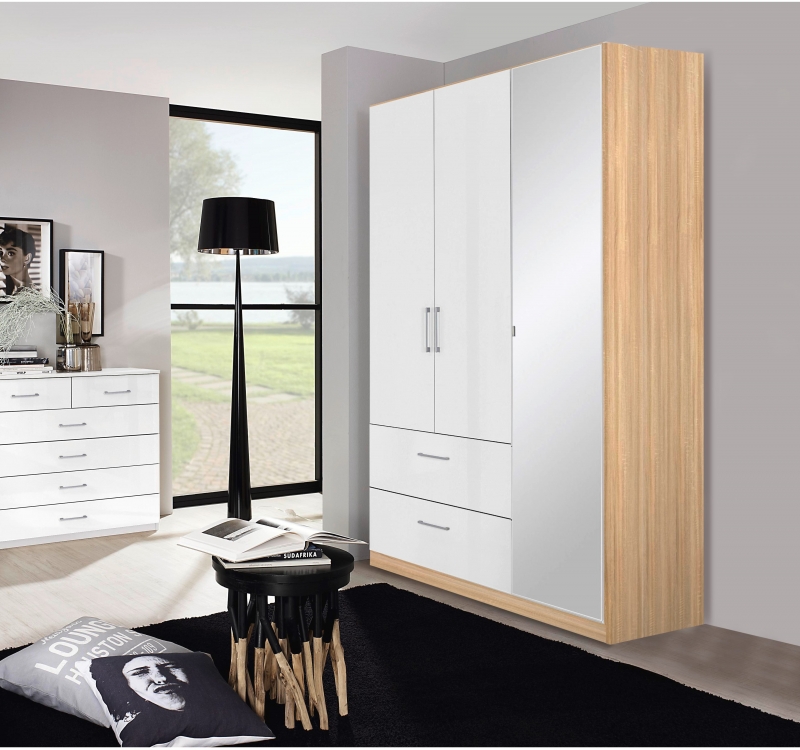 Morella OKL7 Hinged 3 Door (1 Mirror) - 2 Drawer Combi Robe