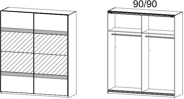 Fairway Furniture Penzberg 54J2 Gliding 2 Door Mirror Robe (Width 181cm)