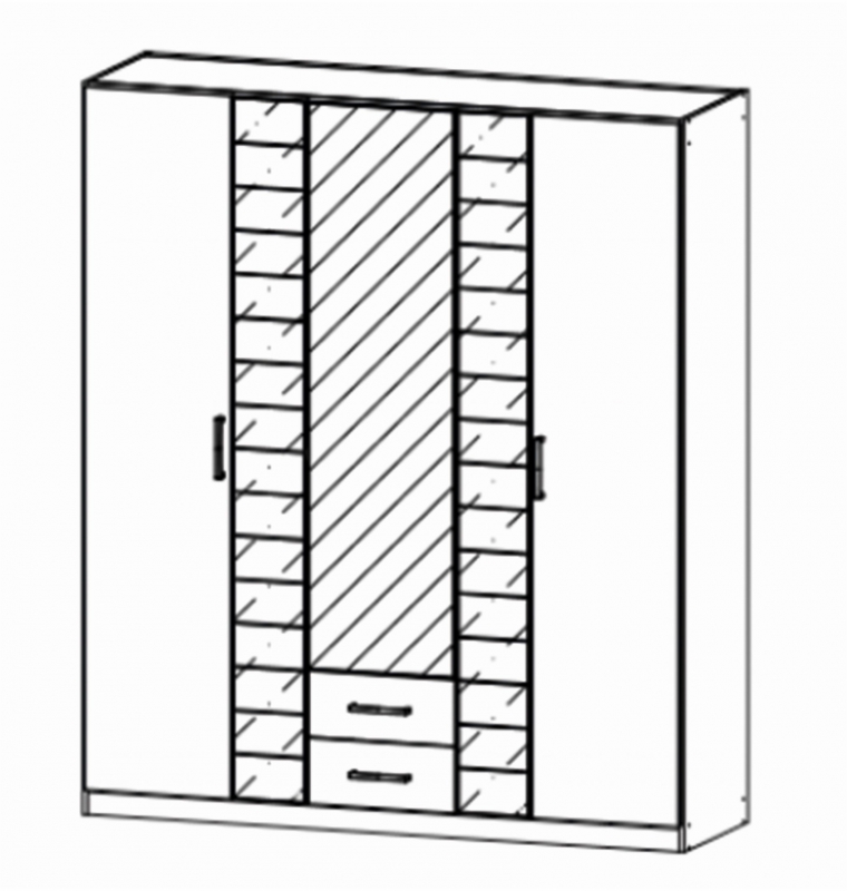 Terano 0T5R Hinged 5 Door 2 Drawer Combi Robe