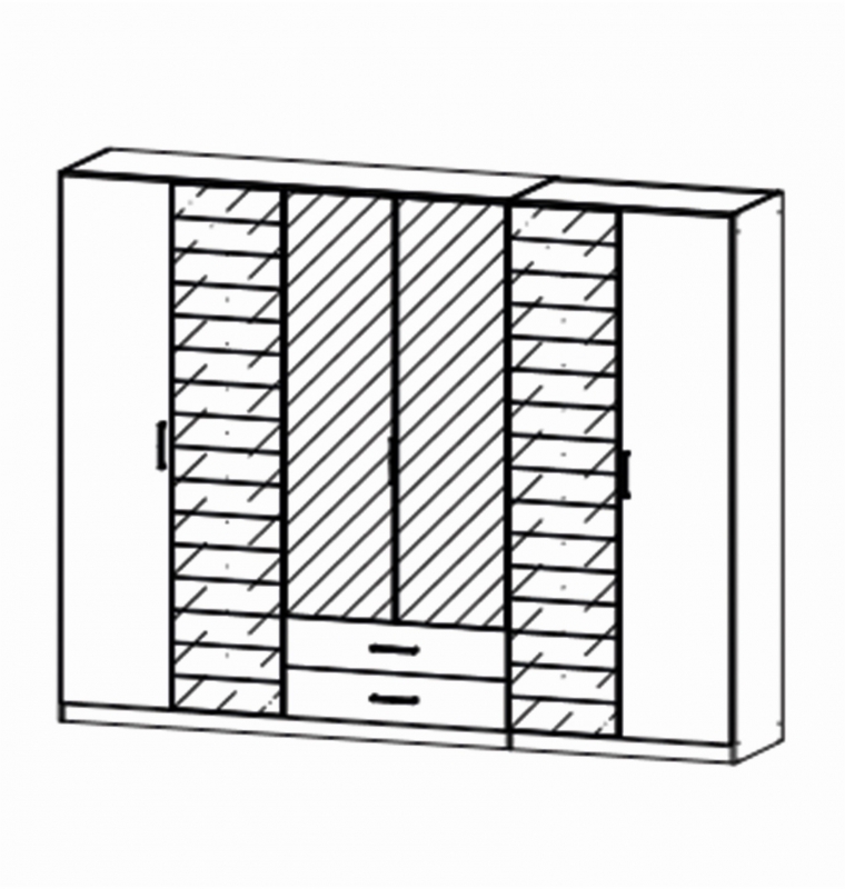 Terano 0T5U Hinged 6 Door 2 Drawer Combi Robe (Width 271cm)