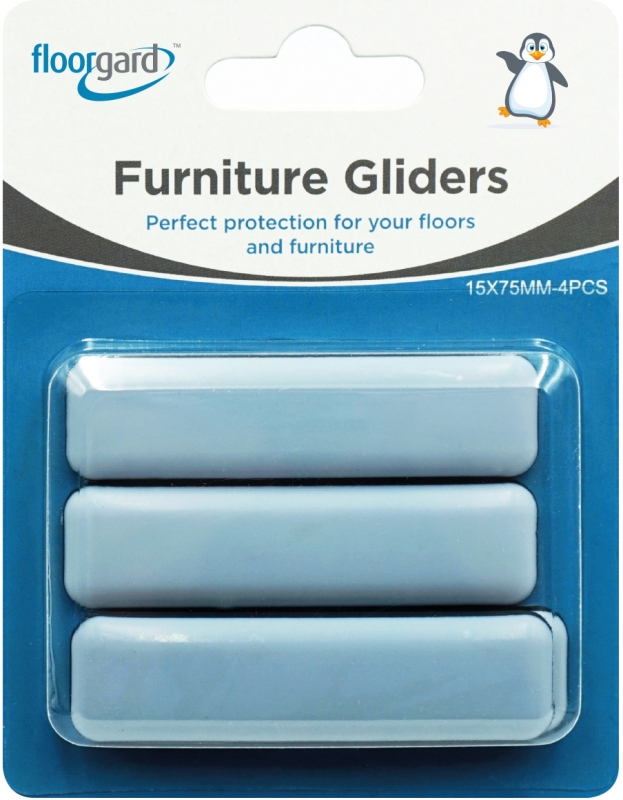 Floorgard Glides - 15x 75mm Rectangular - Pack of 4