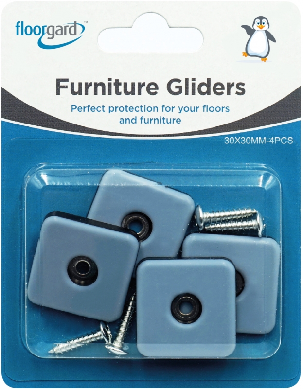 Floorgard Glides - 30 x 30mm Square - Pack of 4