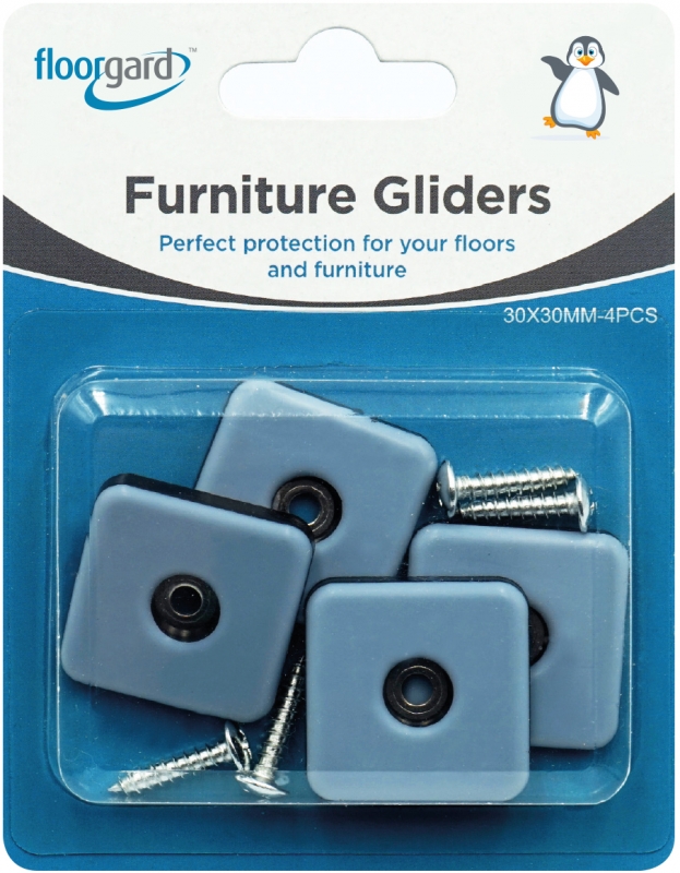 Fairway Furniture Floorgard Glides - 30 x 30mm Square - Pack of 4