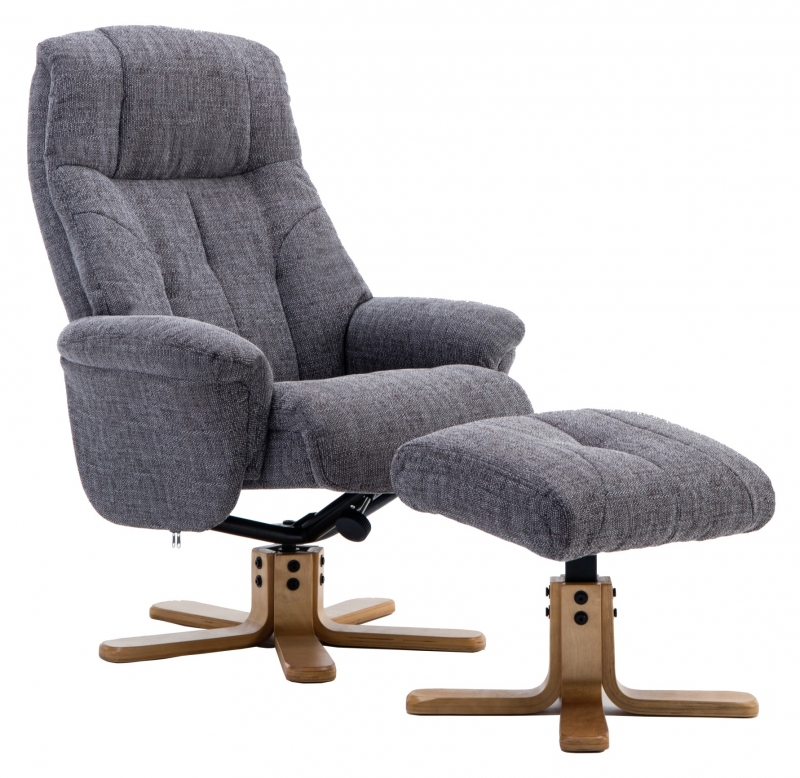 Beaufort Swivel Recliner Chair and Stool Set - Lisbon Grey