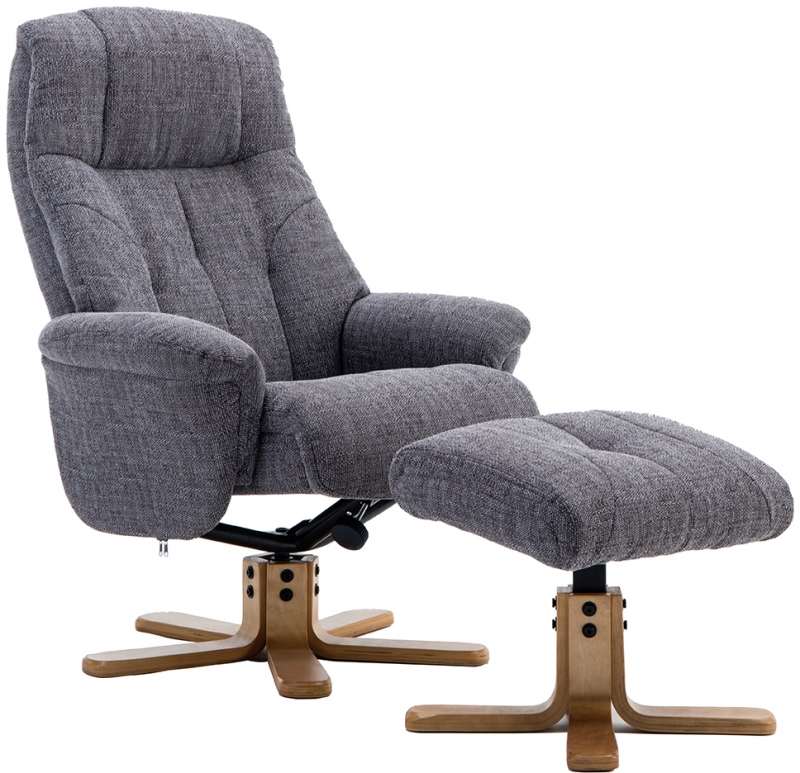 Fairway Furniture Beaufort Swivel Recliner Chair and Stool Set - Lisbon Grey