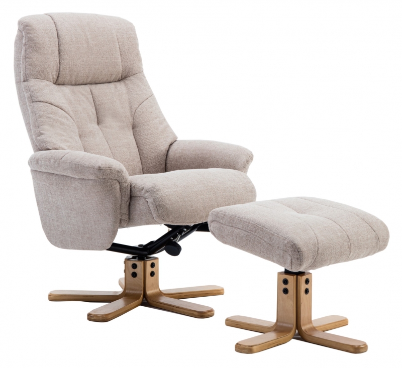 Beaufort Swivel Recliner Chair and Stool Set - Lisbon Wheat
