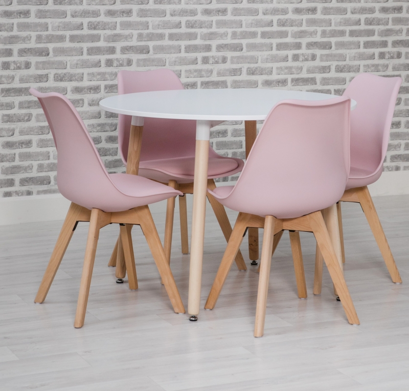 Designer Plastic 120cm Dining Table in Grey & Beech Wood Legs