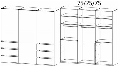 Lias 4YK3 Gliding 3 Door - 6 Drawer Combi Robe