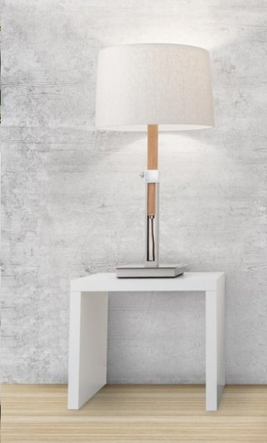 Munchen Table Lamp-Adjustable-Nickel Finish-American Oak Sand