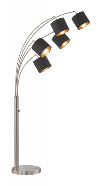 Fairway Furniture Tignes Floor Lamp-Chrome Finish-Black Shades