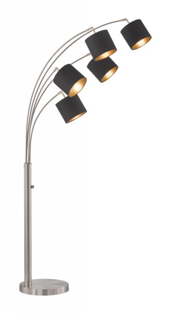 Tignes Floor Lamp-Chrome Finish-Black Shades