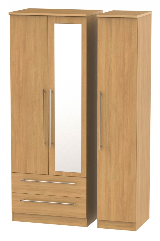Sheldon Tall Triple 2 Drawer Robe with One Mirror