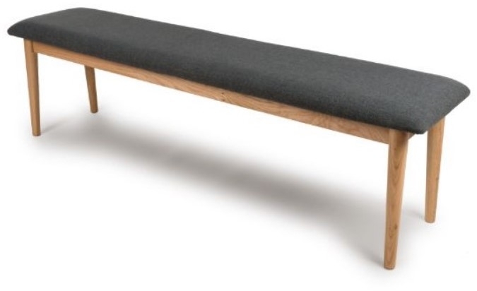 Jorvik Dining Large Dining Bench - 160cm - Grey Fabric Seat Pad