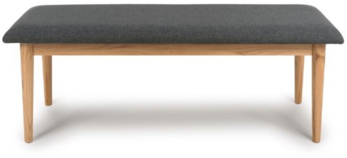 Jorvik Dining Small Dining Bench - 120cm - Grey Fabric Seat Pad