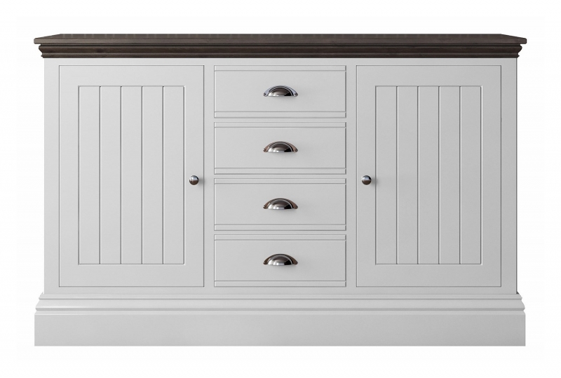 Fairway Furniture Newhaven Medium Sideboard - 2 Door - 4 Centre Drawers - Oak Top