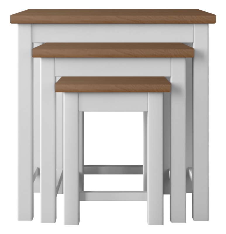Fairway Furniture Newhaven Nest 3 Tables - Straight Legs - Oak Top