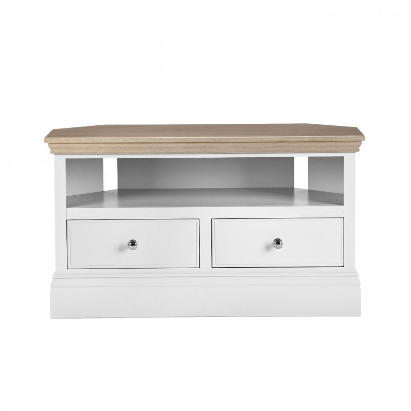 Fairway Furniture Newhaven Corner TV Unit - 2 Drawers - Oak Top