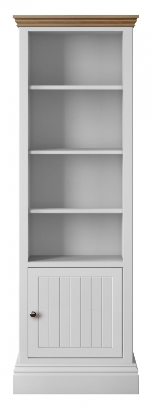 Fairway Furniture Newhaven Extra Tall Narrow Half Panelled Bookcase with Door - Oak Top